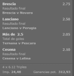 combinada serie b italia