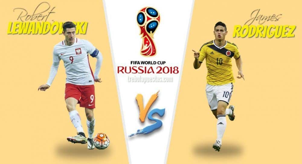 Mundial de Rusia Polonia - Colombia Robert Lewandowski vs James Rodriguez 2