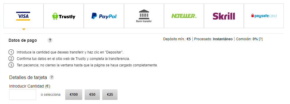 Betfair métodos de ingreso y pago