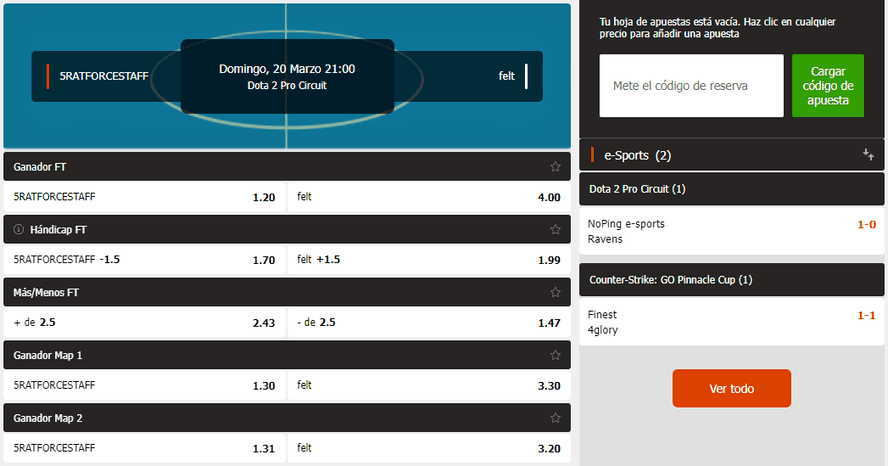 apuestas y cuotas Dota 2