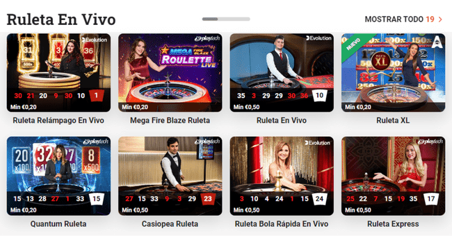 Lobby ruleta en vivo LeoVegas Casino
