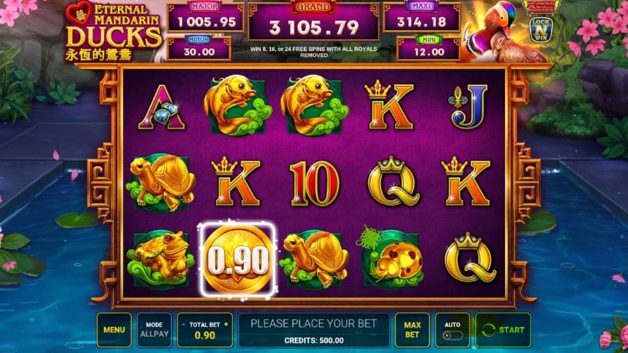 Diseño de la slot Power Prizes Eternal Mandarin Ducks