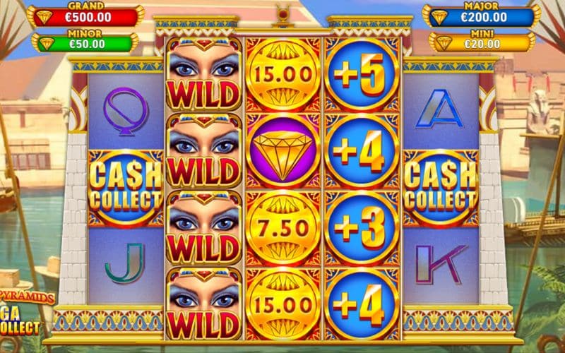 Diseño de la slot Queen of the Pyramids Mega Cash Collect
