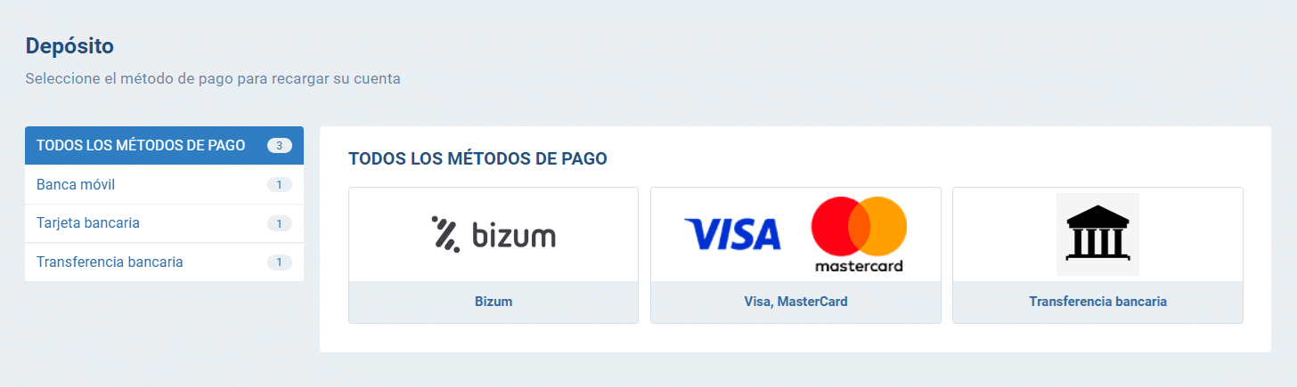 metodos de pago 1xbet