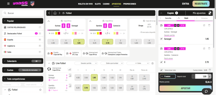 yaass casino apuestas en directo