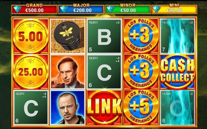 Diseño de la slot Breaking Bad Cash Collect & Link