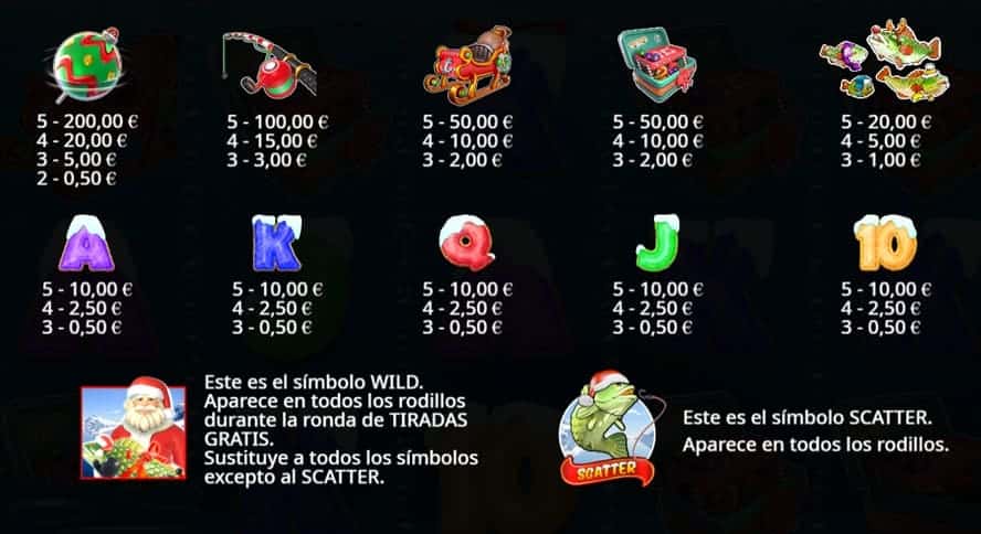 valor de los simbolos Christmas Big Bass Bonanza