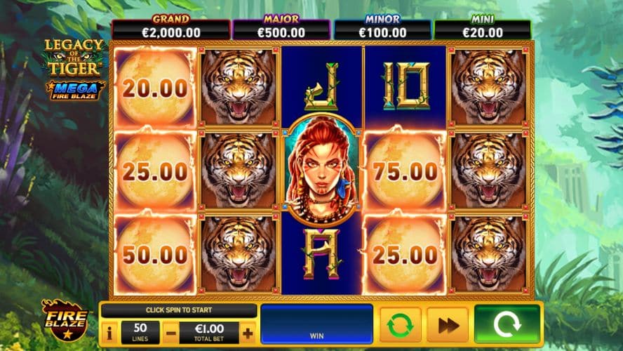 Diseño slot Mega Fire Blaze Legacy of the Tiger