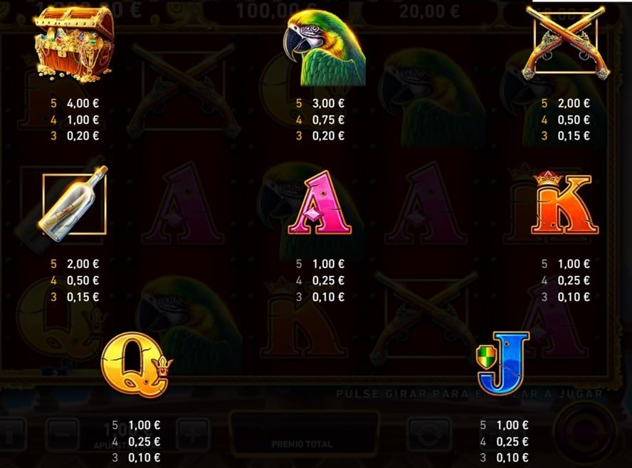 valor de los símbolos Buccaneer Bells Fire Blaze Golden