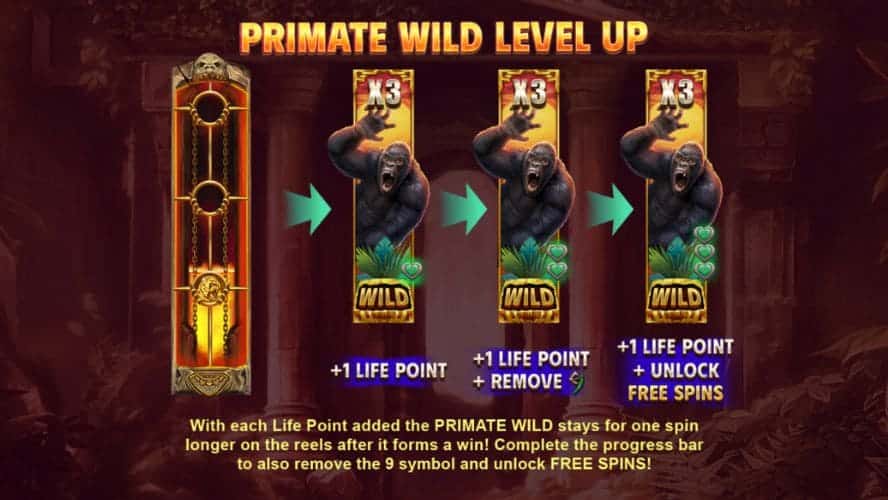 Función Primate Wild Level Up de Primate King Megaways