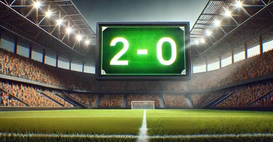 marcador con 2 a 0 acierto de apuesta