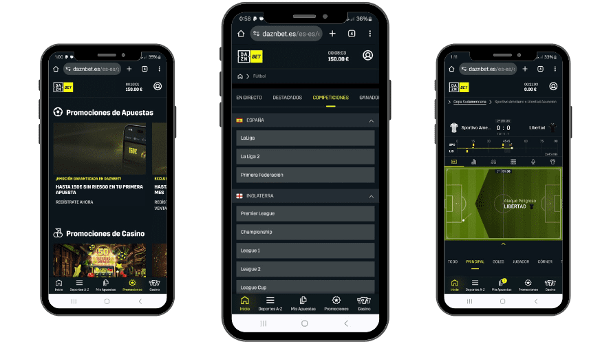 panel de competiciones DAZN Bet