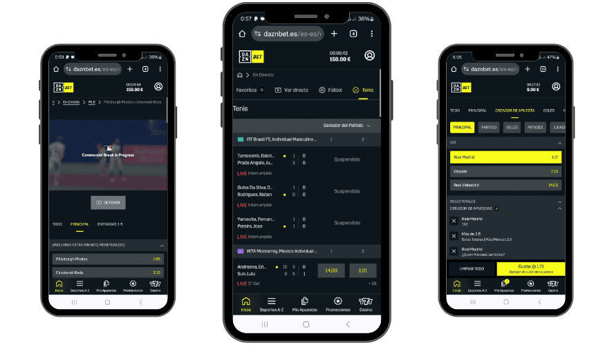 panel de apuestas en directo DAZN Bet