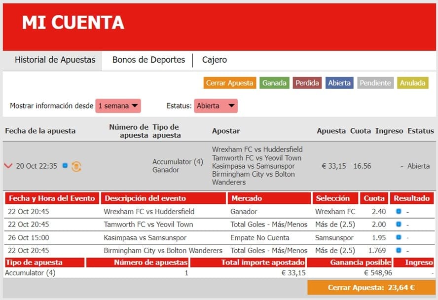 ejemplo de cerrar apuestas cash out en marca apuestas