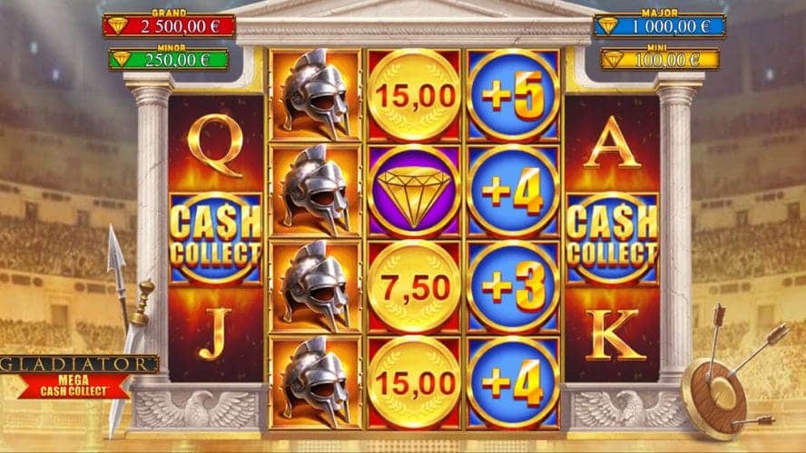 Diseño de la slot Gladiator Mega Cash Collect