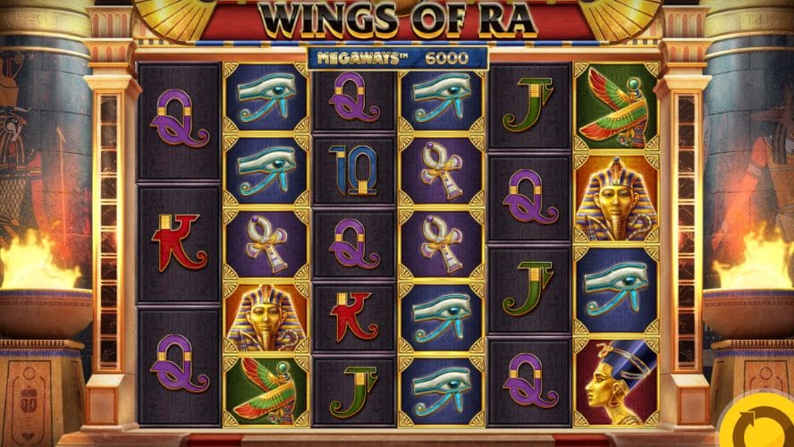 Diseño de la slot Wings of Ra Megaways