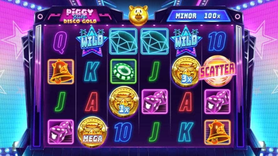 Diseño de la slot Piggy Blitz Disco Gold