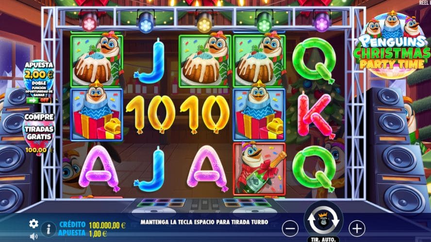 Diseño de la slot Penguins Christmas Party Time