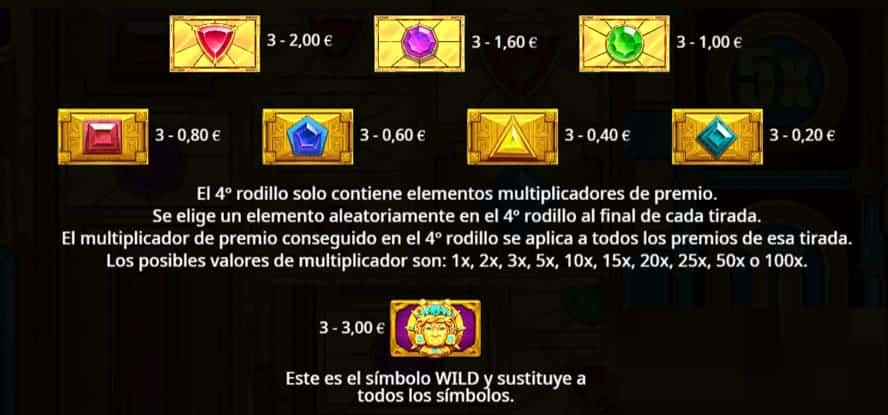 valor de los simbolos Aztec Gems Megaways