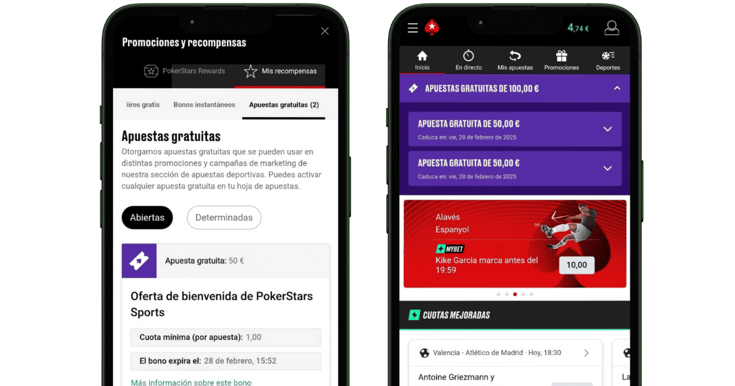 Ejemplo de solicitud del bono PokerStars Sports