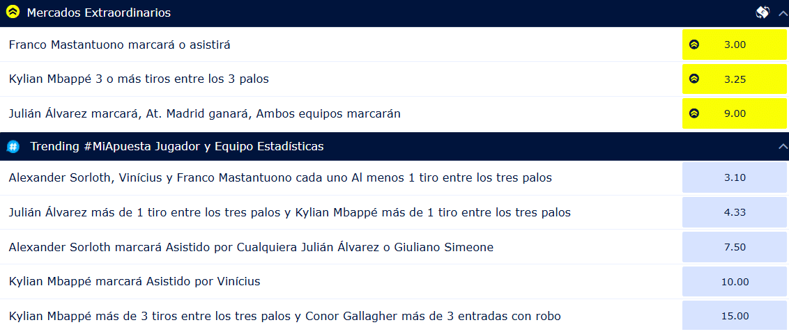 cuotas especiales Derbi de Madrid